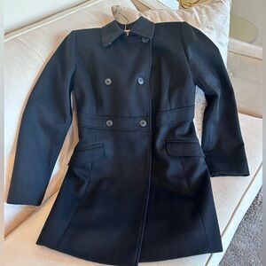 LOFT Black Double-Breasted Pea Coat